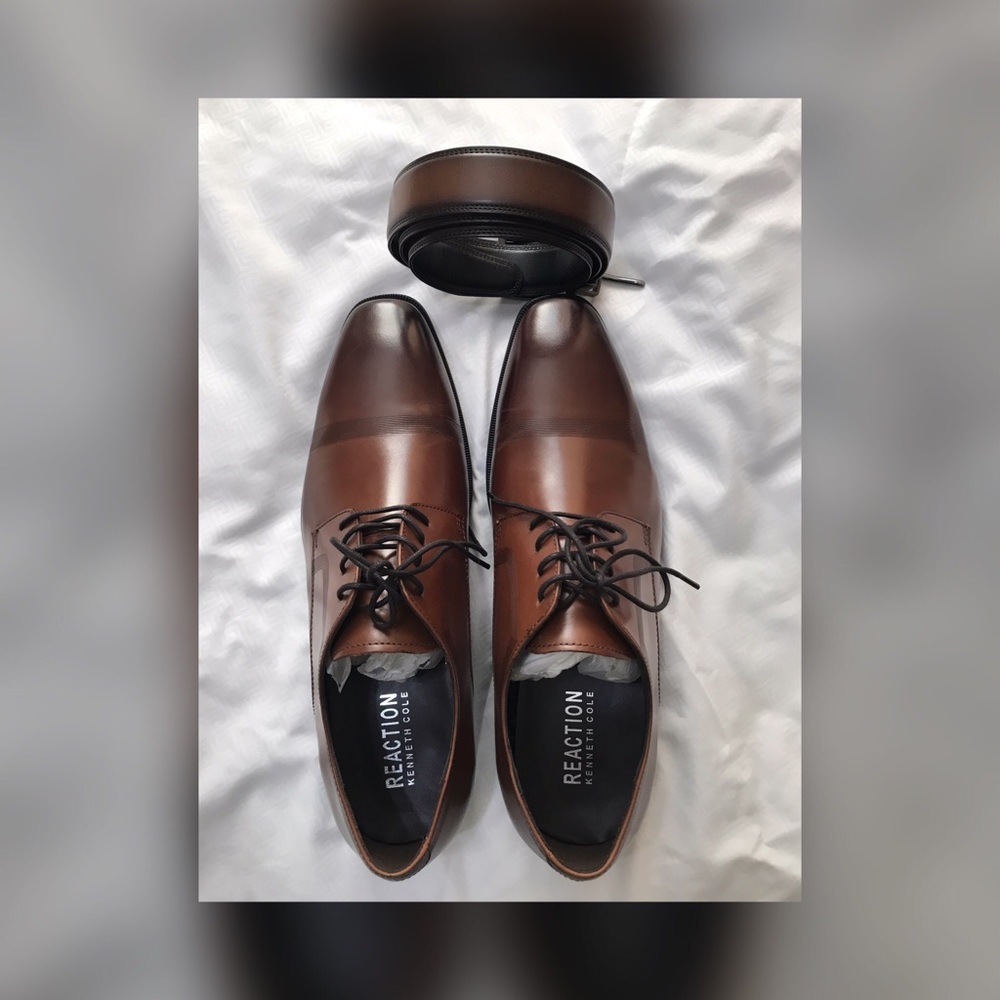 Shoes and well-matched belt.